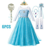 Fantasia da Anna para meninas, vestido de princesa para festa de aniversário, vestido de princesa para festa de carnaval, roupa infantil com estampa completa.