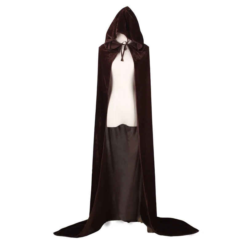 Capa de Veludo Unissex Estilo Ceifador com Capuz – Ideal para Halloween, Natal e Cosplay (Diabo, Bruxa, Mago ou Medieval)