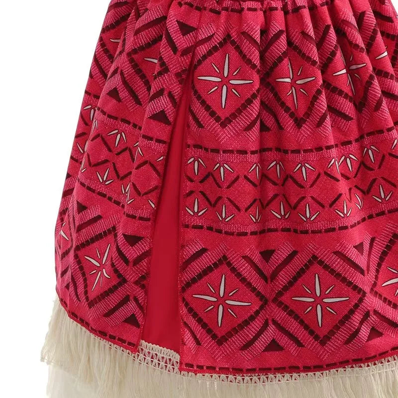 Disney Moana 2 Vaiana Costume Girls Princess Dress Children Purim Lace Clothes Kids Cartoon Cosplay Outfits Birthday Party Frock