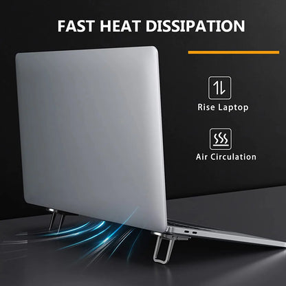 Aluminium Self-Adhesive Laptops Stand Invisible Computer Keyboards Stand Bracket for Desk Foldable Notebook Feet for MacBook Pro