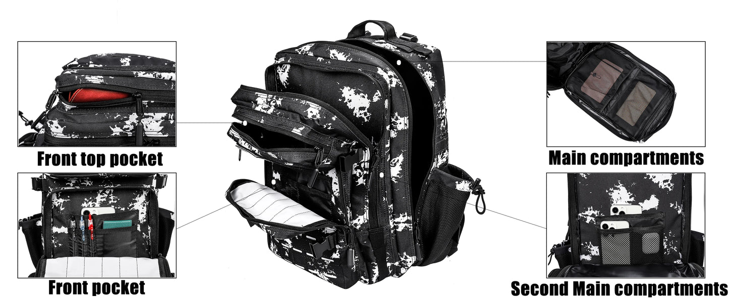 LHI 25L/35L/45L Gym Backapck Tactical Athlete Sports Fitness Bag Exercise Workout Weekend Travel Daypack with Bottle Holder