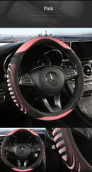 Three-dimensional Honeycomb Steering Wheel Cover  Durable Leather Cover with Anti-slip Linning Universal 14.5-15in