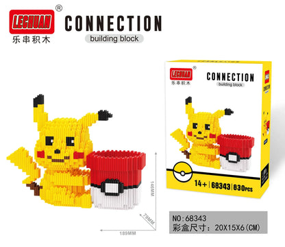 Linkgo Sanrio Building Block Pen Holder Luffy Stitch Chopper Pochacco Kuromi DIY Assembly Super Mario Puzzle Mini Bricks Toys