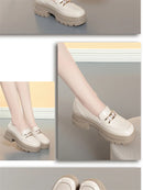 5.5cm British Style Thick Bottom Patent Leather Loafers Women's Platform Shoes 2024 Spring Shallow Block Heels Shoes Office