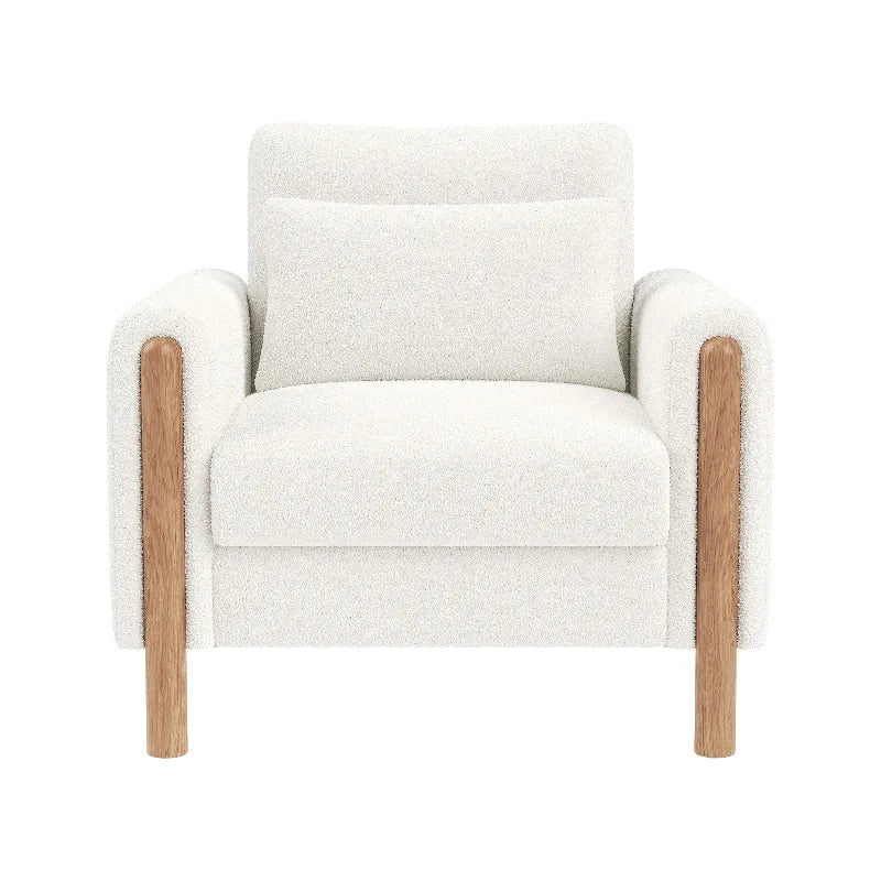 Modern armchair with thick cushions and a soft seat, suitable for reclining in the living room, office, or bedroom.