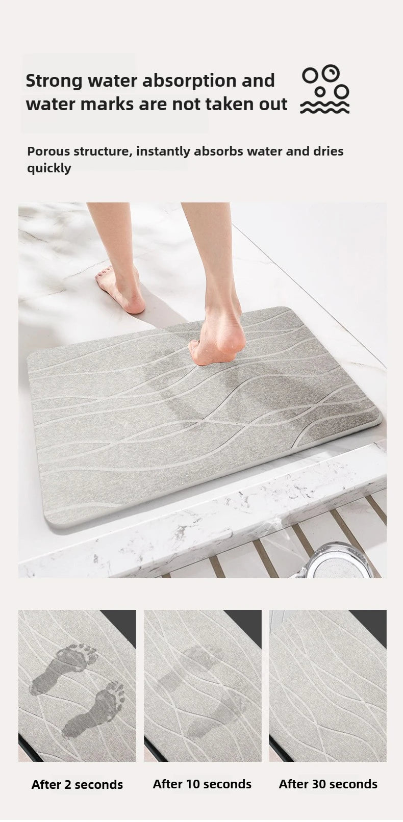 Indoor Diatomite Stone Bath Mat Diatom Mud Soft Mat Water Absorption Quick Drying Diatomite Stone Shower Mat Entryway Rugs