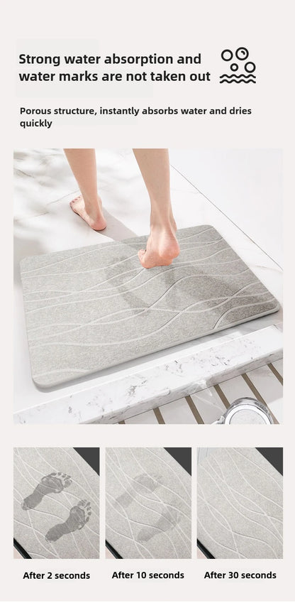 Indoor Diatomite Stone Bath Mat Diatom Mud Soft Mat Water Absorption Quick Drying Diatomite Stone Shower Mat Entryway Rugs