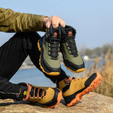 Rotary Buckle Men's Work Boots Safety Steel Toe Indestructible Shoes Anti-smash Puncture-Proof Work Shoes 38-47