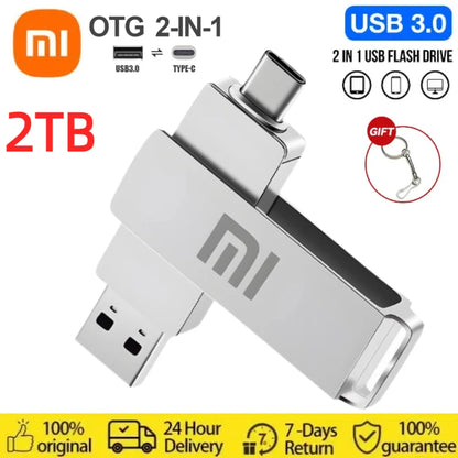 Memoria USB Xiaomi de 2 TB, 256 GB, tipo C, OTG, 64 GB, 512 GB, alta velocidad, 1 TB, regalo con llavero