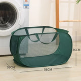 Durable Collapsible Laundry Basket, Mesh Pop Up Laundry Hamper With Side Pocket, Foldable Clothes Storage Hamper With Reinforced