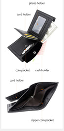 Slim Men Wallets New Short Zipper Card Holder Photo Holder Male Purse Simple Coin Pocket High Quality PU Leather Men's Wallet