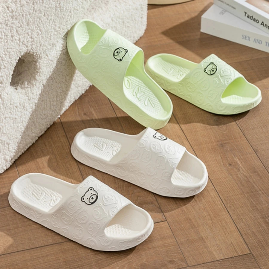 Summer Women Casual Slippers Cute Bear Indoor Soft Sole Outdoor Non-slip Air Cushion Lightness Men Fashion Flat Shoes