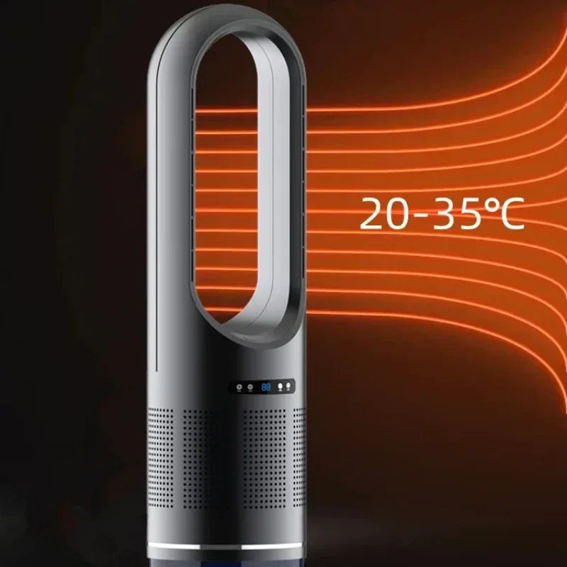 German dualpurpose cooling and heating bladeless fan, household silent small warm air heater, vertical floor standing electric