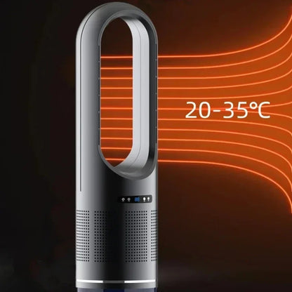 German dualpurpose cooling and heating bladeless fan, household silent small warm air heater, vertical floor standing electric