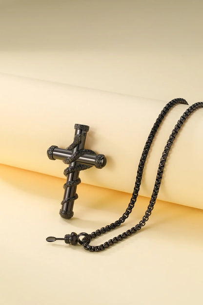 2024 New Luxurious Spoon Necklace Retro Snake Around Cross Stainless Steel Hollow Pendant Fashion Jewelry for Woman Man