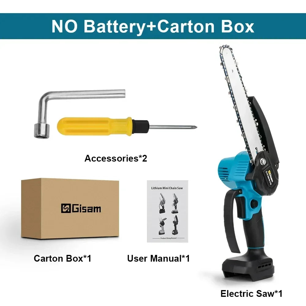 Gisam Brushless 8 Inch Electric Saw Electric Chainsaw One-handed Woodworking Garden Tool Pruning Saw For Makita 18V Battery