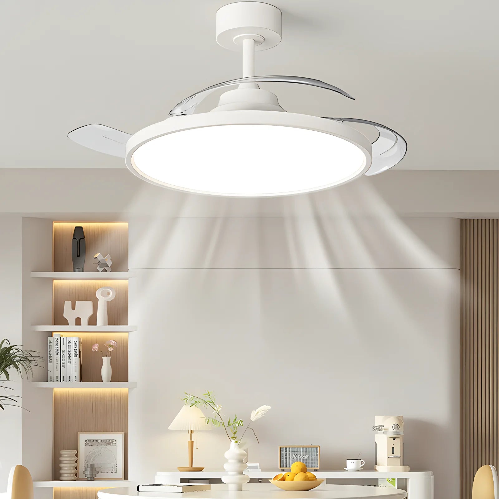 IRALAN Ceiling Lamp Fan Retractable Blades Smart with Remote Control Ceiling Fan with Light Energy Saving Led Living Room Light