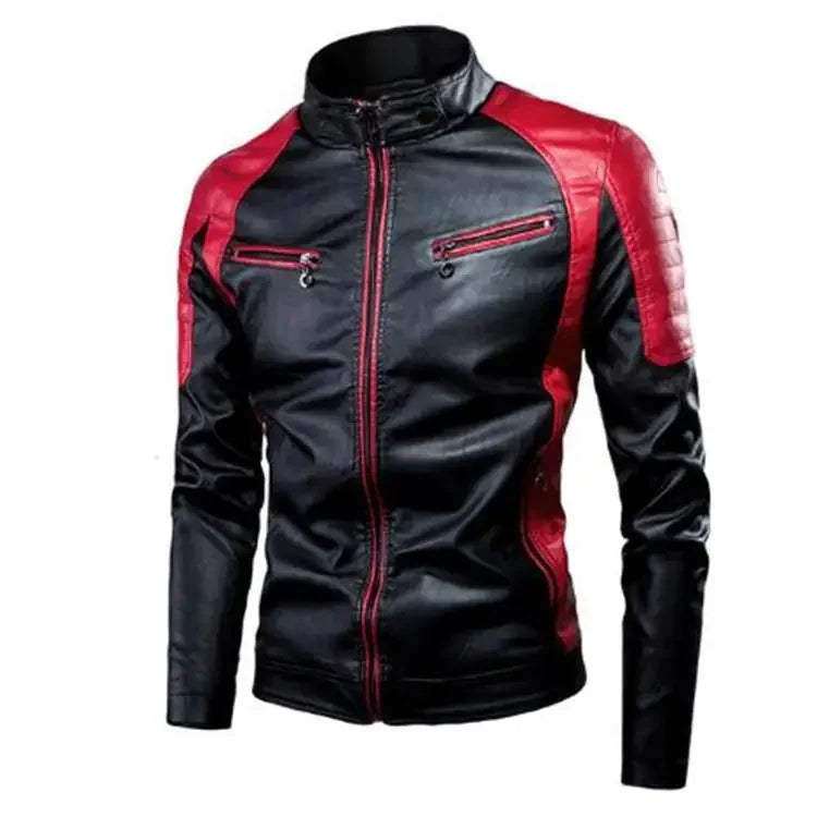 2022 Fashionable Casual Men's Leather Jacket Splice Motorcycle Amazon Vintage Cross-Border Spring Autumn Thin Style Wear