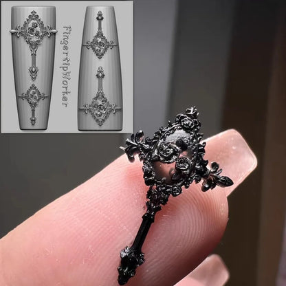 1Pc Chain Ice Flower Fox Spoon Fork Dragon Snake Butterfly 3D Acrylic Mold Nail Art Decorations  DIY Design Silicone Nails Mold