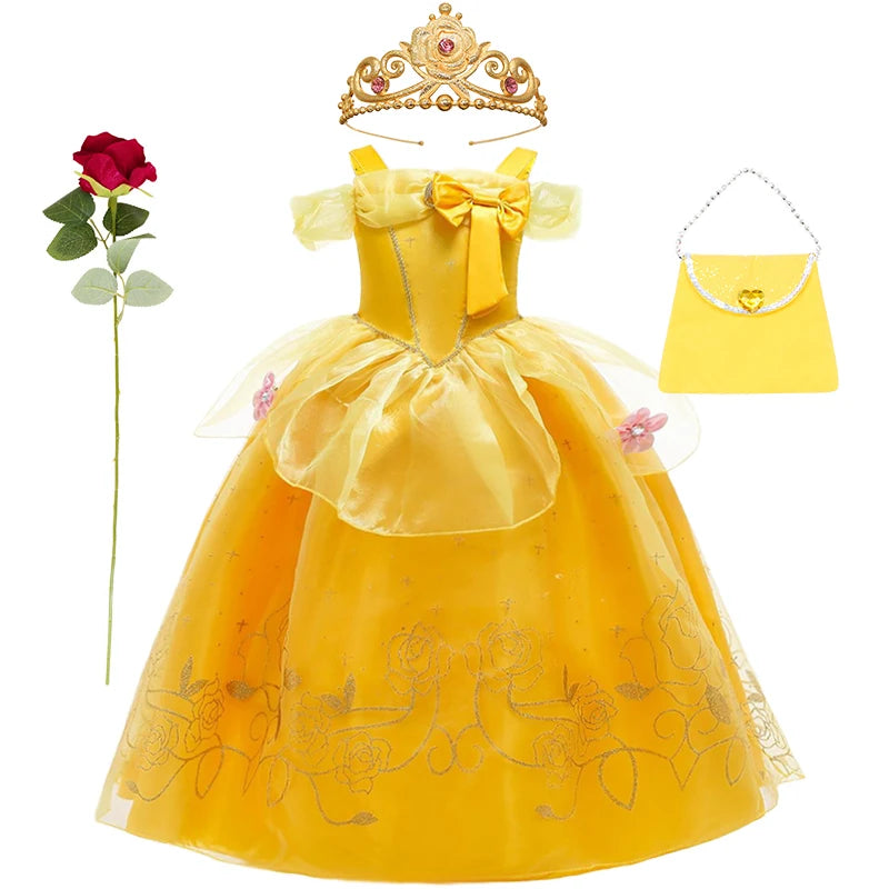 Children's Halloween Role Play Fairy Princess Belle Dress Xmas Carnival Masquerade Performance Birthday Party Fancy Girl Clothes