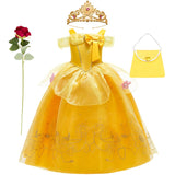 Children's Halloween Role Play Fairy Princess Belle Dress Xmas Carnival Masquerade Performance Birthday Party Fancy Girl Clothes