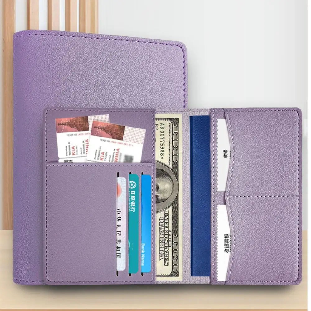 New Travel PU Passport Cover High-capacity Multiple Card Slots Passport Bag Ticket Holder Bussiness Passport Protective Cover