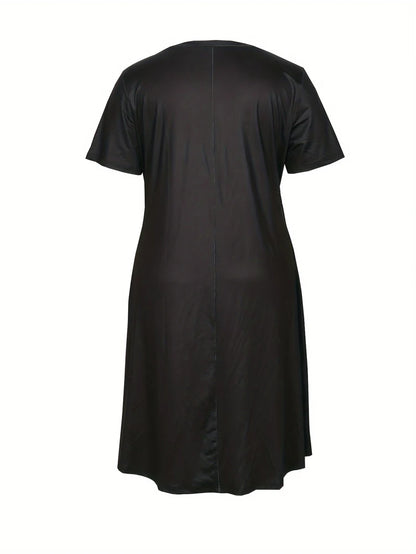 Plus size 2025 vestidos casuais femininos manga curta plus size vestido de verão com bolsos decote em v vestidos maxi swing