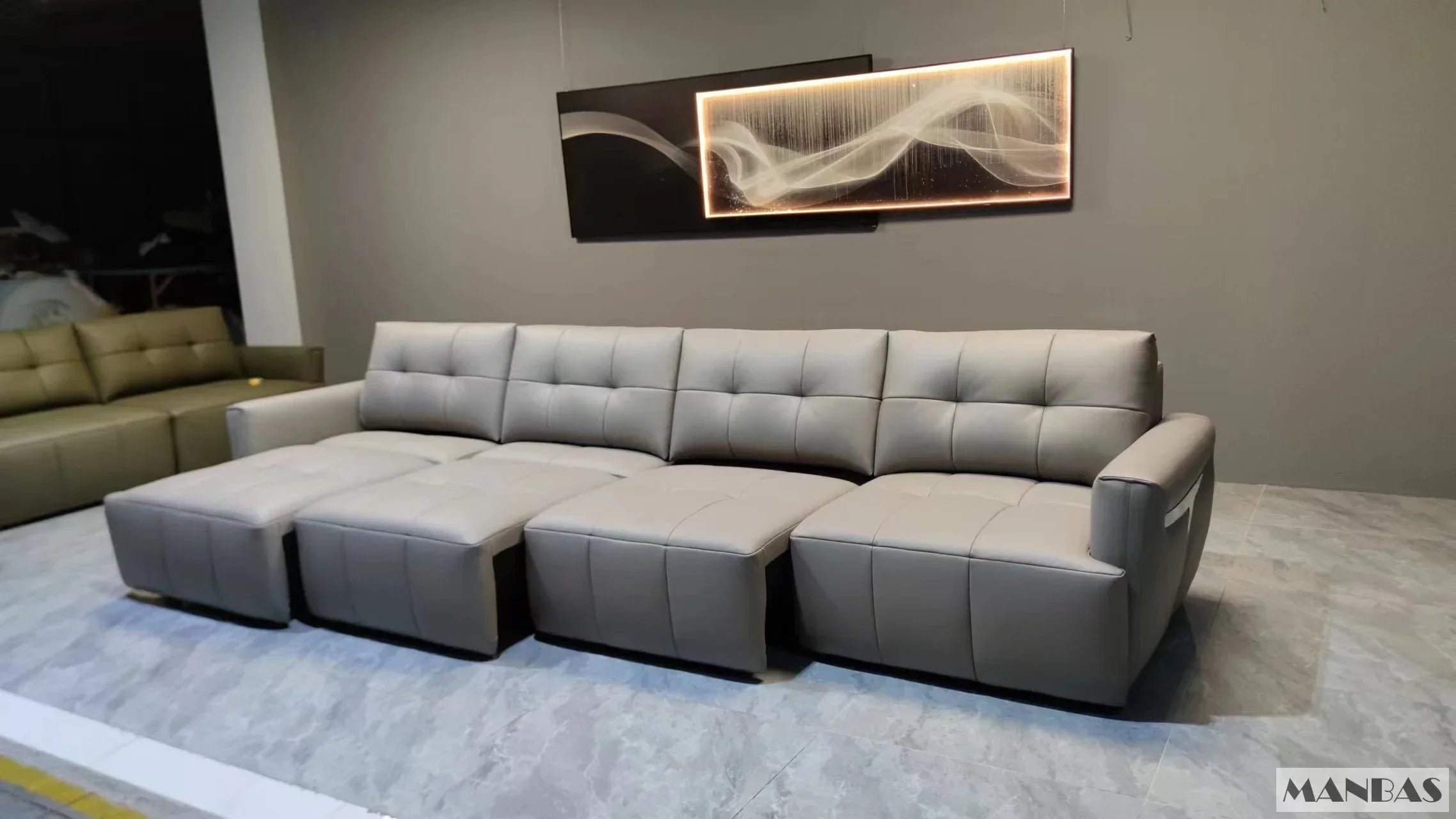 MINGDIBAO Electric Convertible Sofa Bed Italian Genuine Leather Sleeper Couch Multifunction Folding Sofas Beds for Cinema Room