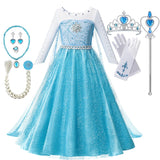 Fantasia de Verão das Rainhas Elsa e Anna – Vestido de Princesa para Meninas e Crianças Pequenas – Ideal para Halloween, Cosplay e Festas (Para 2 a 10 Anos)