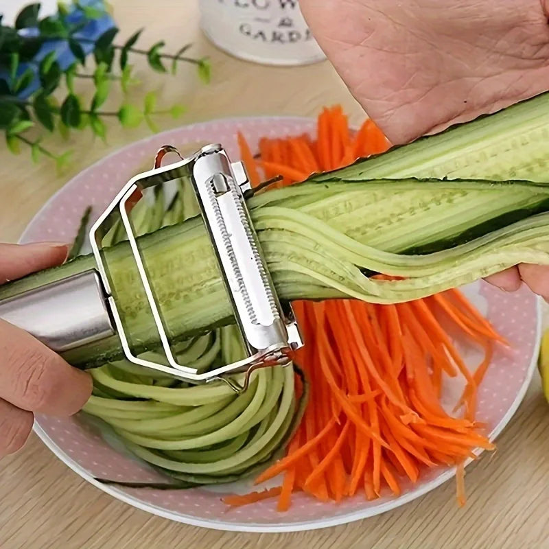 Kitchen Vegetable Peeler Stainless Steel Melon Planer Double-Head Peeler Household Multifunctional Fruit and Vegetable Peeler