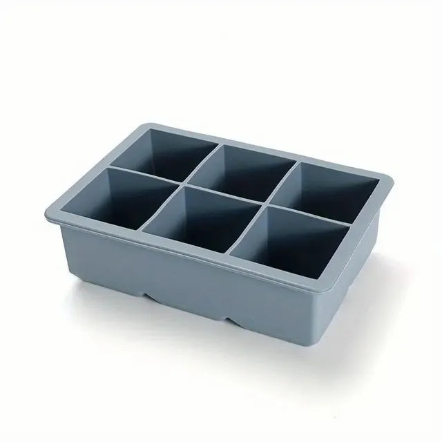 Flexible Ice Cube Tray with Lid, Food Grade Silicone Mold, Freezer Trays, 6 Cavities, 1Pc, Hot Sale 