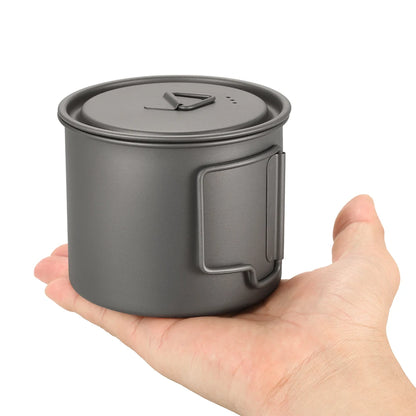 Taza de agua ultraligera de titanio Lixada con asa plegable, portátil para exteriores, camping, picnic, 300 ml/350 ml/550 ml/650 ml