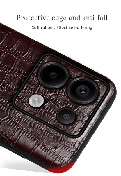 Genuine Cowhide Leather Phone Case for Xiaomi Mi 14 Ultra 13T Pro 14T Pro Poco X6 Pro Back Cover for Redmi Note 13 Pro Plus 5G
