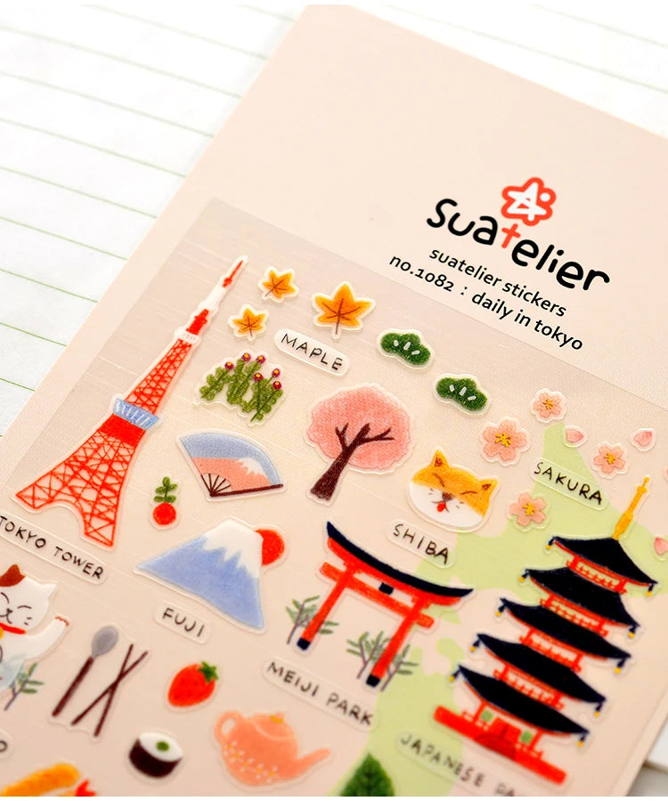 Suatelier City Stickers Korea Scrapbooking DIY Deco Sticker Junk Journal Supplies Planner Diary Photo Album Craft Material