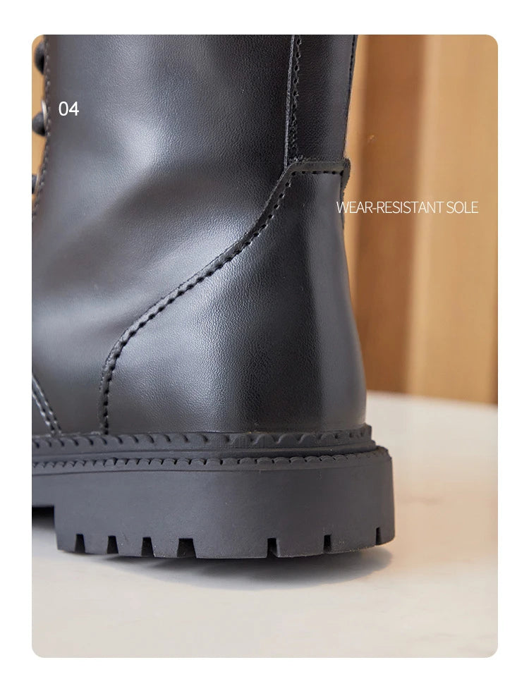 Girls Long Boots Children Knee-High Fashion Motorcycle Boots Rubber Soft Platform for Princess Kids High Boots Classic Winter