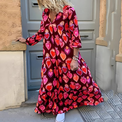 Vestido feminino solto com estampa, deslocamento glamoroso, plus size, tamanho grande, outono e inverno, estampa elegante