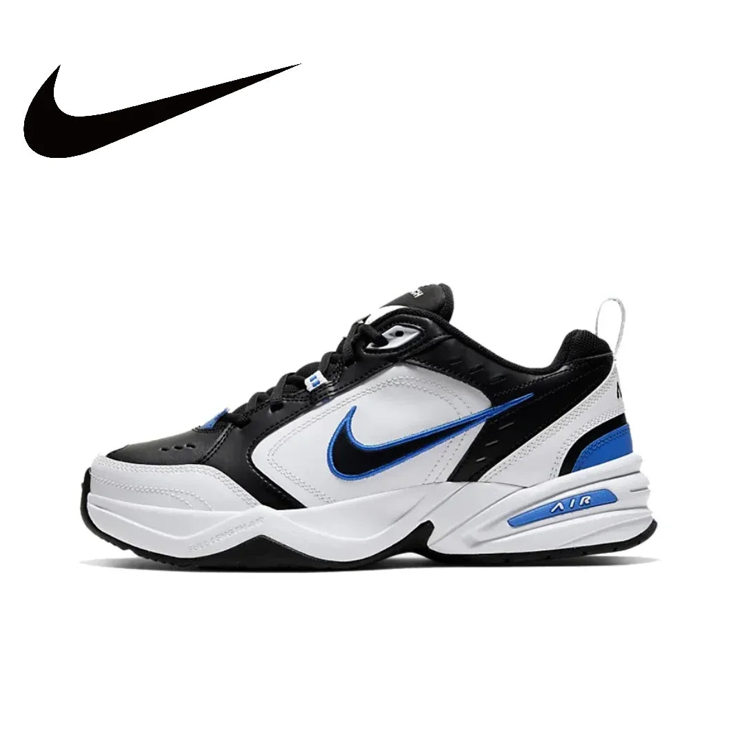 Zapatillas Nike Air Monarch 4 Low para hombre y mujer, clásicas, retro, informales, cómodas y acolchadas, blancas y plateadas.