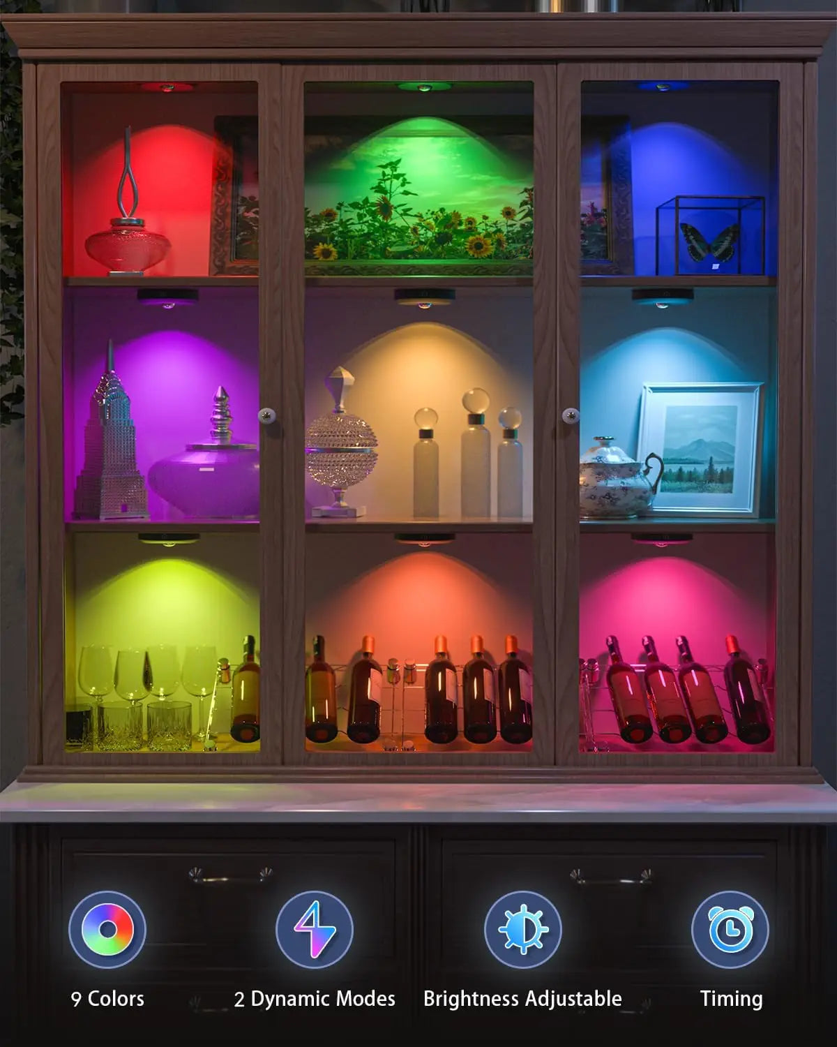 Luz de disco RGB recarregável WILLED com controle remoto Luzes de bateria de 1200mAh, toque regulável sob a luz noturna de iluminação do armário