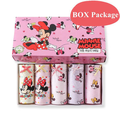 5 paquetes/caja de ropa interior para niños, bragas triangulares de algodón suave con dibujos de Mickey, transpirables, caja de regalo.