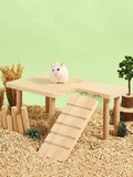 Hamster Wooden Ladder Platform Jumping Board Playground Hamster Climbing Toy Small Pets Stairs Toy Hamster Mice Cage Accessories