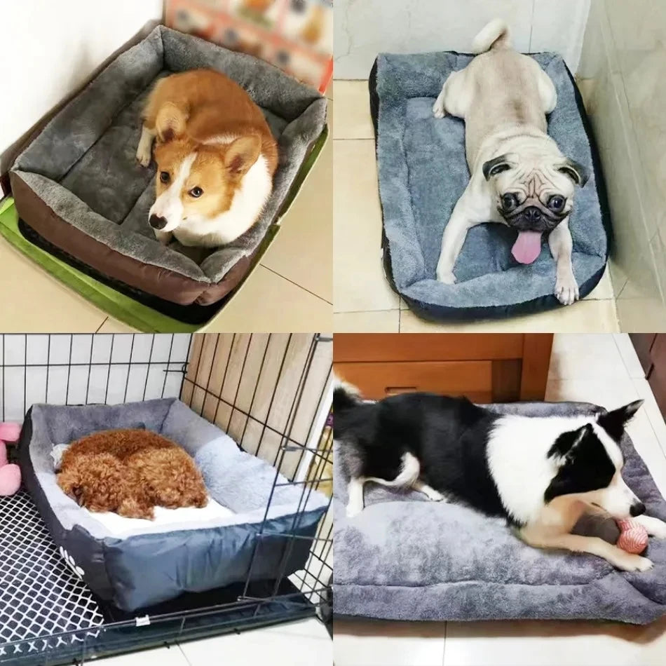Soft Square Large Dog Sofa Elastic Dog House Cushion Winter Warm Medium Dog Bed Washable Cat Kennel House Accessories