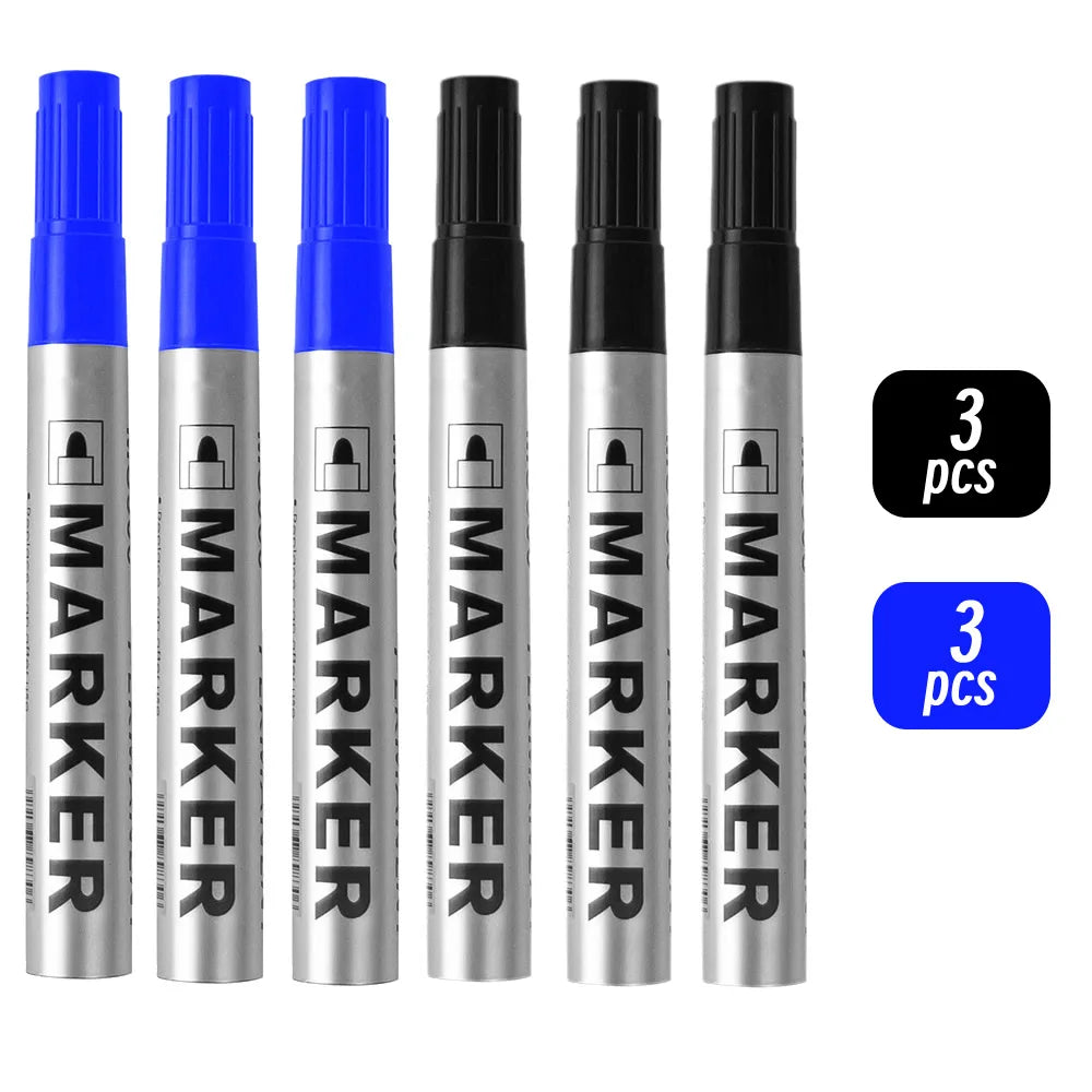 Permanent Paint Marker Pen Waterproof Black Pen for Tire Oily Markers Quick Drying Signature Pen Stationery Supplies
