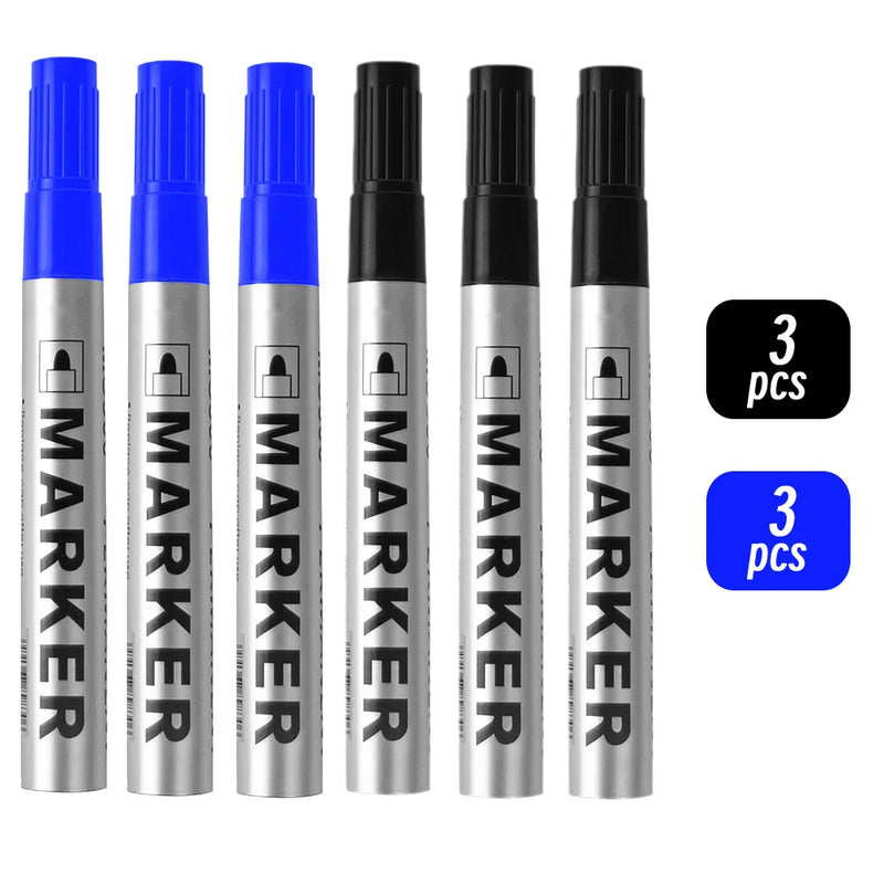 Permanent Paint Marker Pen Waterproof Black Pen for Tyre Oily Markers Quick Drying Signature Pen Stationery Supplies