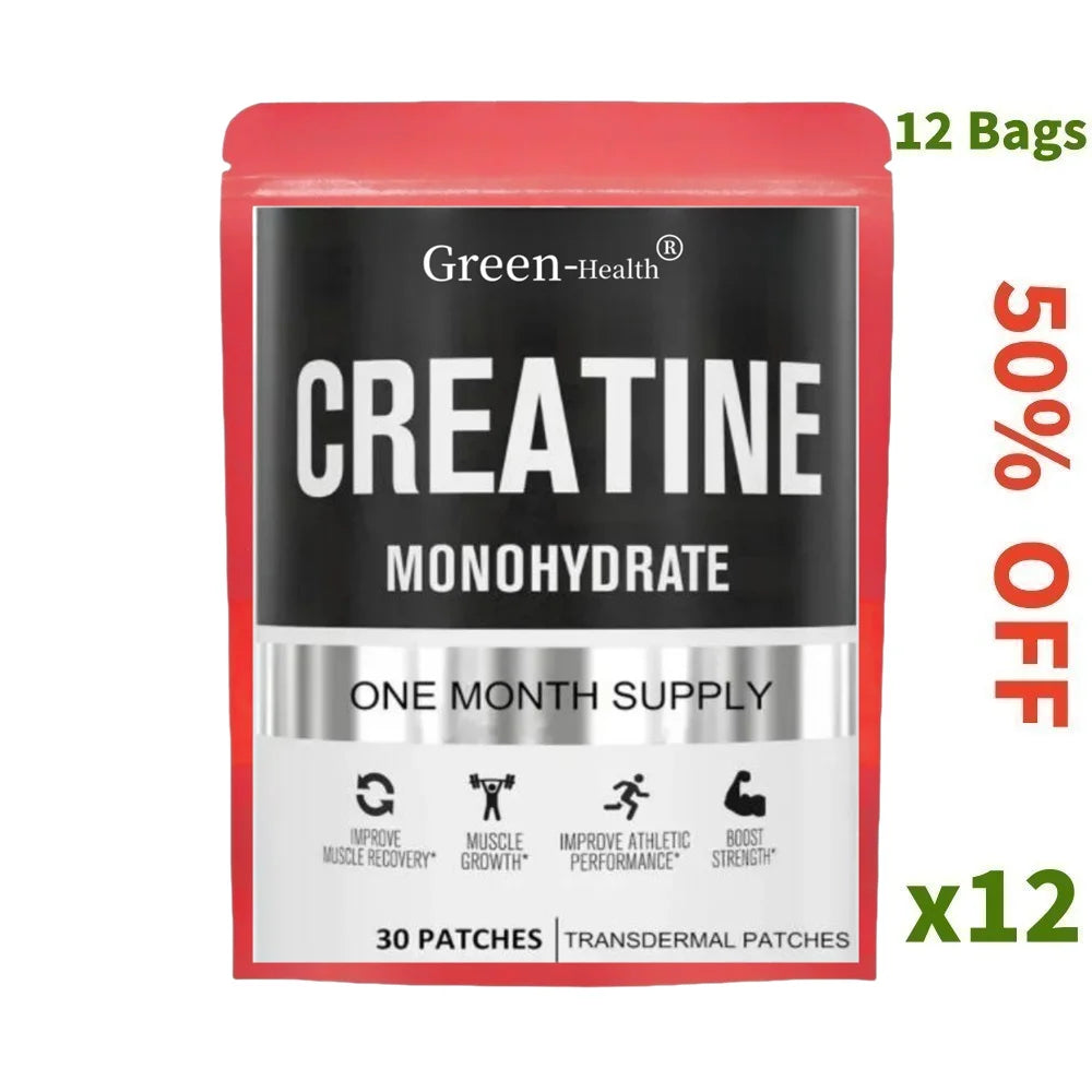 Creatine Monohydrate Transdermal Patches for Muscle Growth, Increased Strength, Enhanced Energy Output 30 Patches