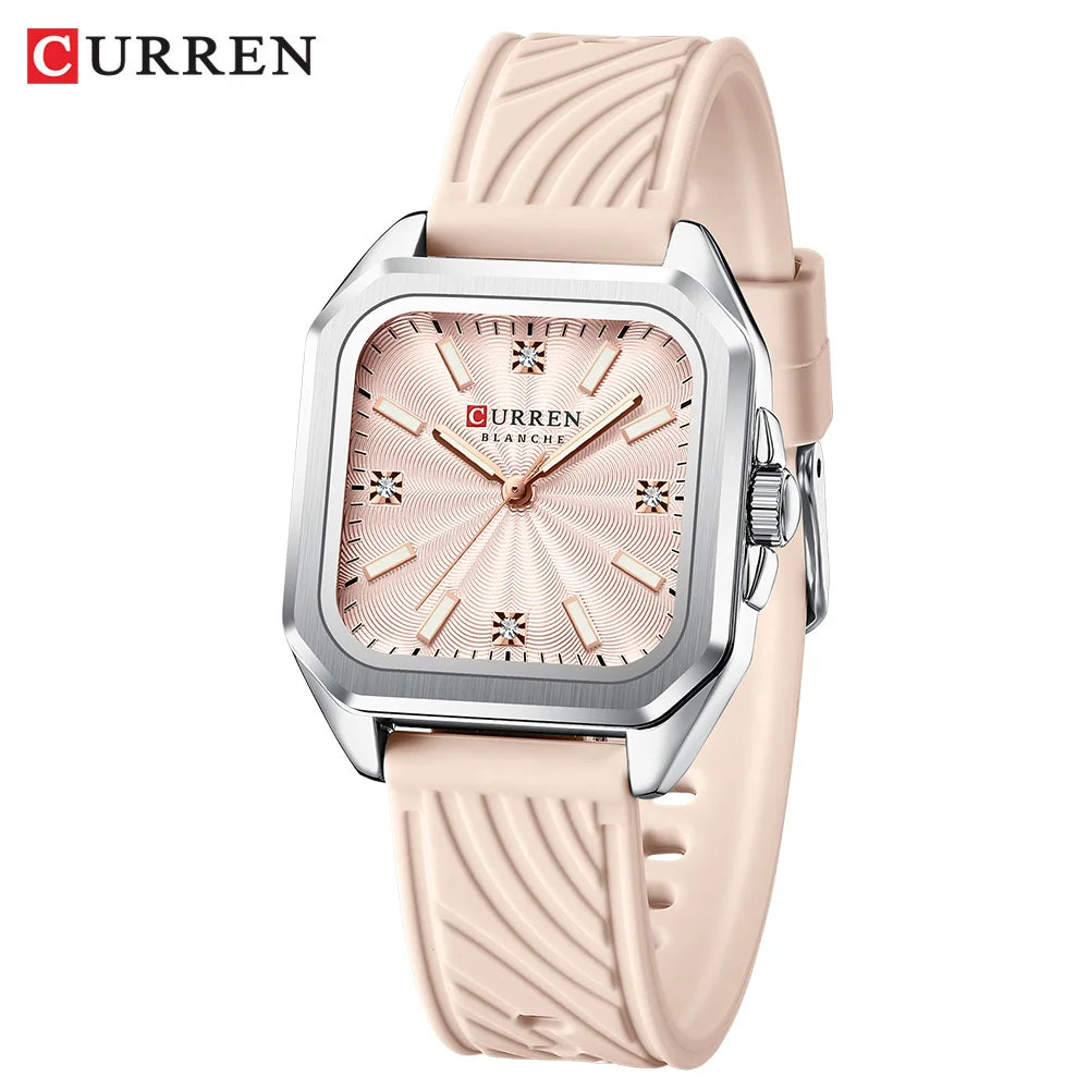 Relógio feminino quadrado minimalista pulseira pulseira de silicone casual