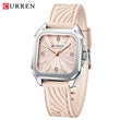 Relógio feminino quadrado minimalista pulseira pulseira de silicone casual