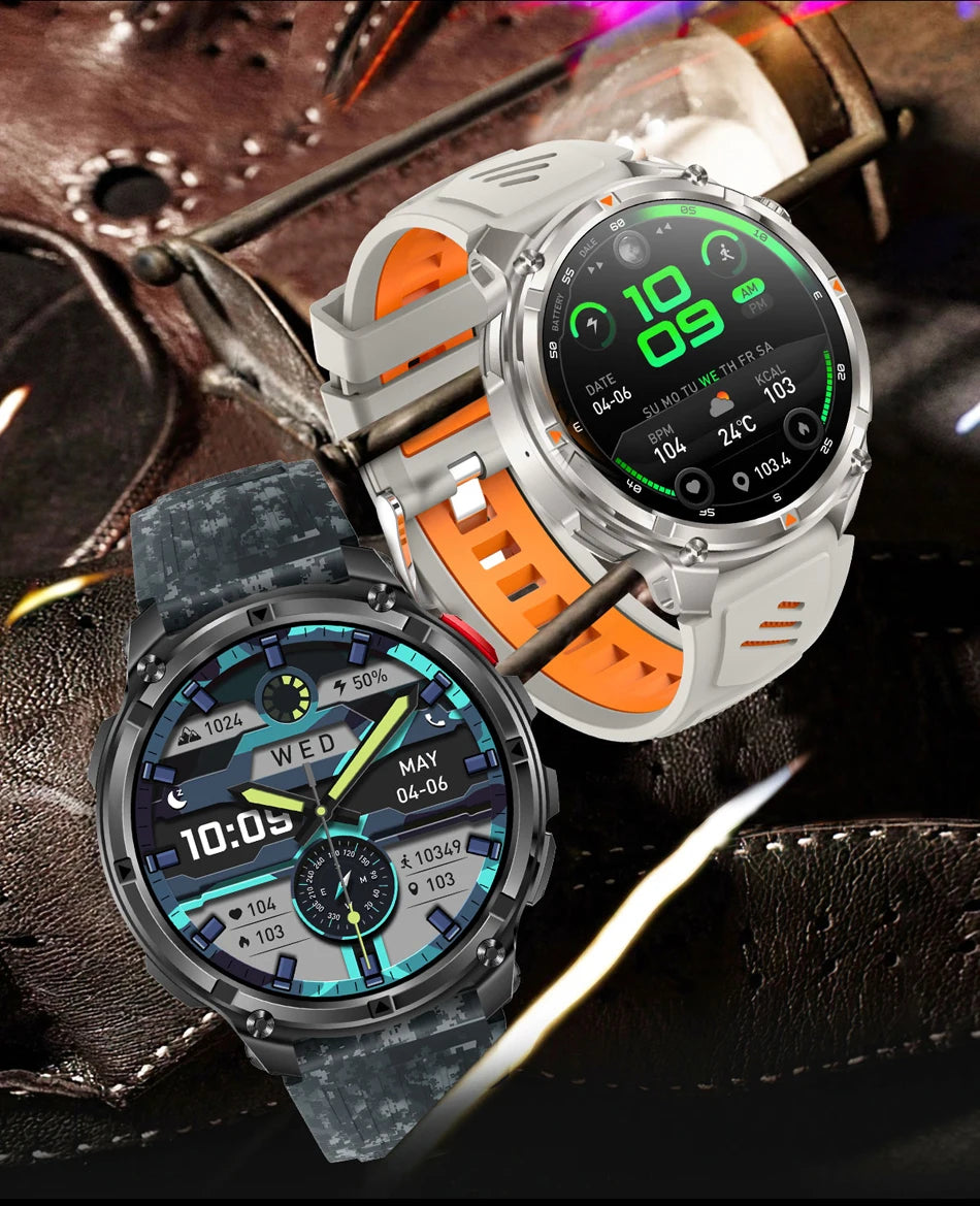 Novo Smartwatch T-Rex3 Pro 2026 – Bateria de 1100mAh, GPS com rastreamento de rota, Resistência à água 5ATM, Monitoramento de esportes e corrida, Bússola, Estilo militar