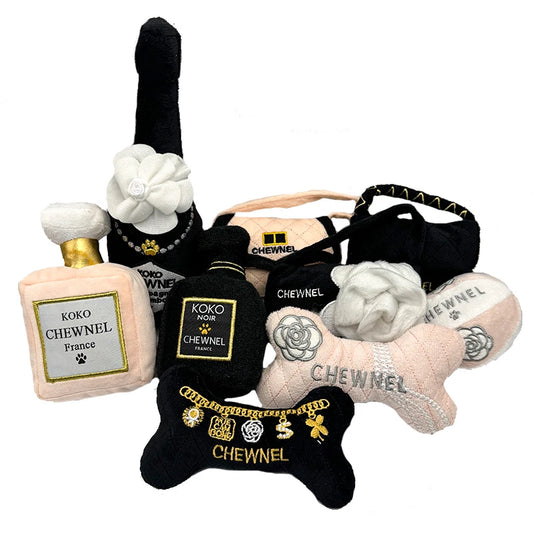 Hueso de perro Koko Chewnel rosa personalizado, regalo para cachorros, accesorio para masticar para mascotas peludas, juguetes de peluche para perros chirriantes