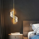 Lámpara colgante nórdica de espiral LED para mesita de noche, iluminación interior, dormitorio, sala de estar, decoración del hogar, luz acrílica moderna