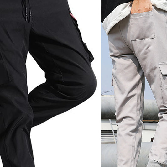 2025 New Trendy Solid Color Pants, Multi Flap Pocket Men's Cargo Pants, Loose Casual Outdoor Pants, Men's Work Pants oversized